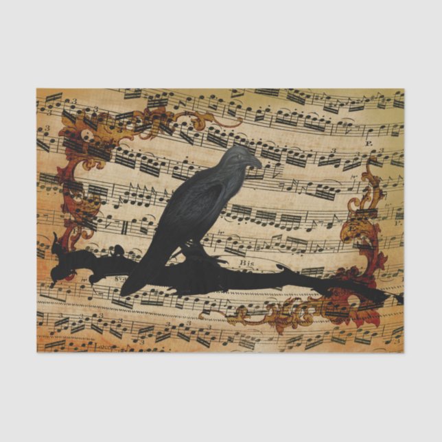 Papel De Seda Vintage Raven Music Sheet (Frente )