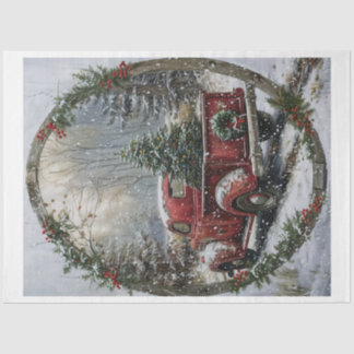 Papel De Seda Vintage Red Christmas Truck