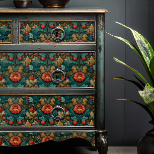 Papel De Seda Vintage Red E Jade Floral Victorian