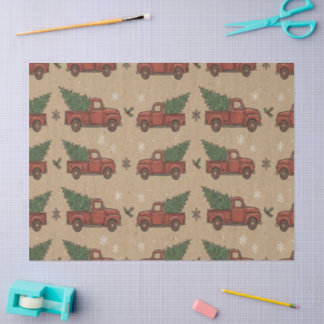 Papel De Seda Vintage Red Farm Truck Christmas Tree