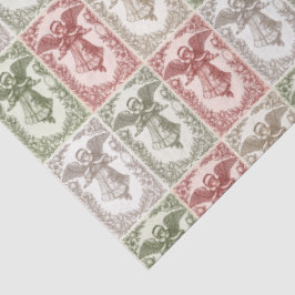 Papel De Seda Vintage red green white floral Victorian angel 