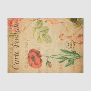 Papel De Seda Vintage Red Poppy Fllower Floral French