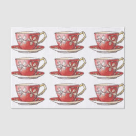 Papel De Seda Vintage Red Teacups