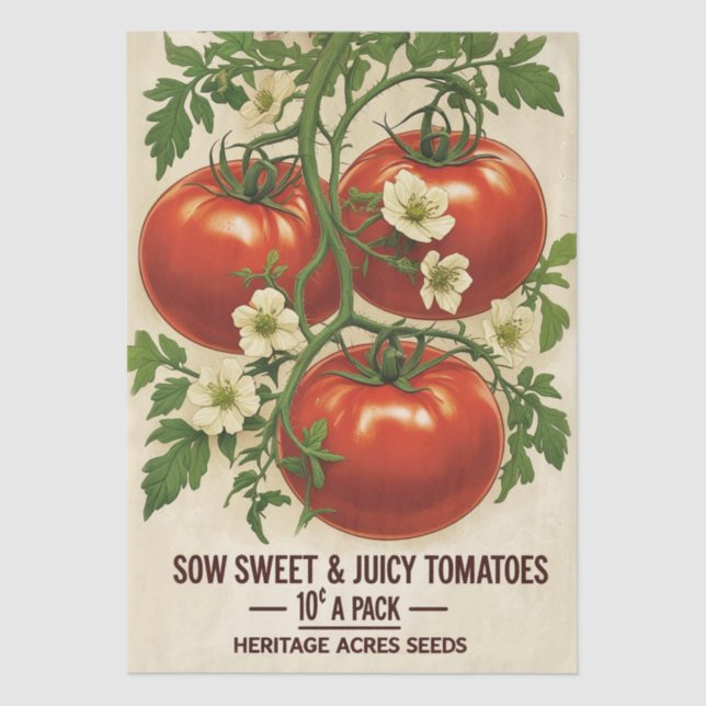 Papel De Seda Vintage Red Tomato Botanical Decoupage (Frente )