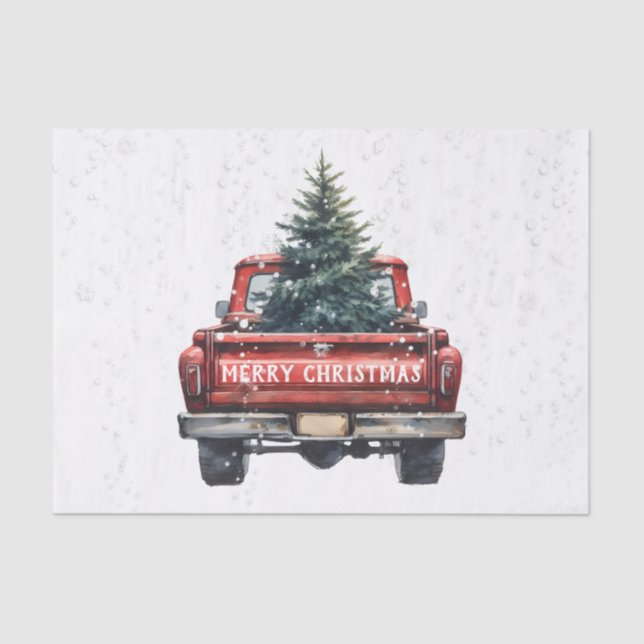 Papel De Seda Vintage Red Truck Feliz Natal (Frente )