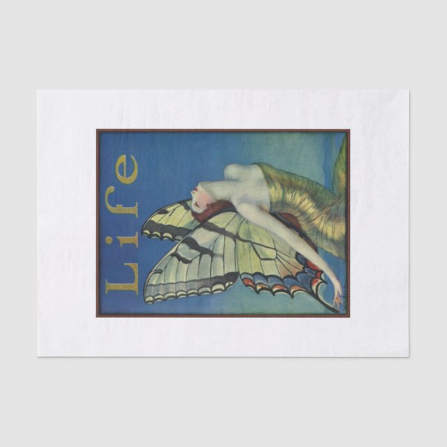 Papel De Seda Vintage Retro Butterfly Girl  (Frente )