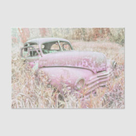 Papel De Seda Vintage Retro Car Pastel Rosa Russo Arte Antiga