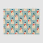 Papel De Seda Vintage Retro Christmas Snowman Light Blue<br><div class="desc">Neve natalina</div>