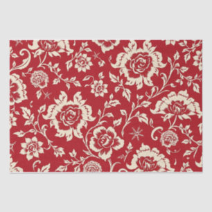 Papel De Seda Vintage Retro Vermelho toile de jouy