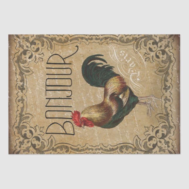 Papel De Seda Vintage Roose Bonjour Paris Decoupage (Frente )