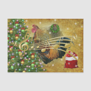 Papel De Seda Vintage Rooster Cantando Caróis de Natal