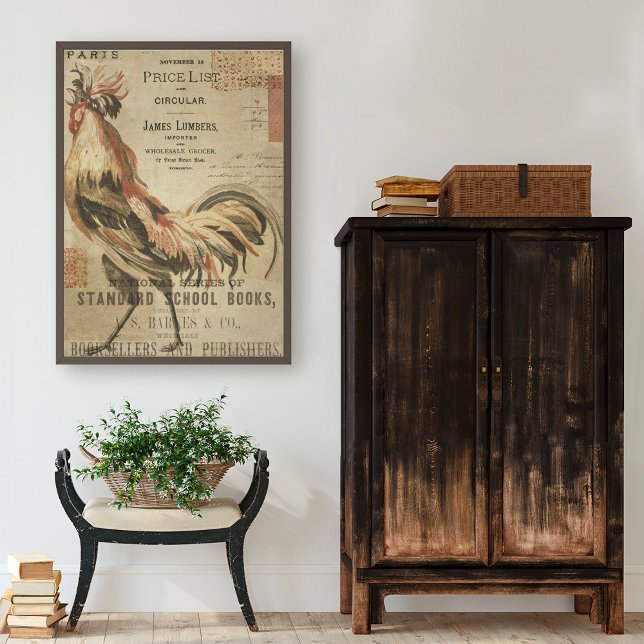 Papel De Seda Vintage Rooster e Ephemera Decoupage (Criador carregado)