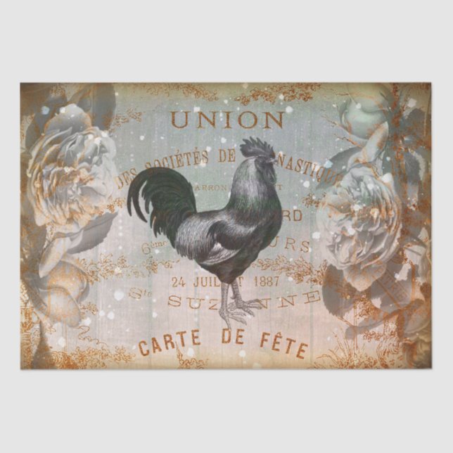 Papel De Seda Vintage Rooster Ephemera Decoupage (Frente )