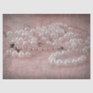 Papel De Seda Vintage - Rosa Dourado - Pérolas Brancas