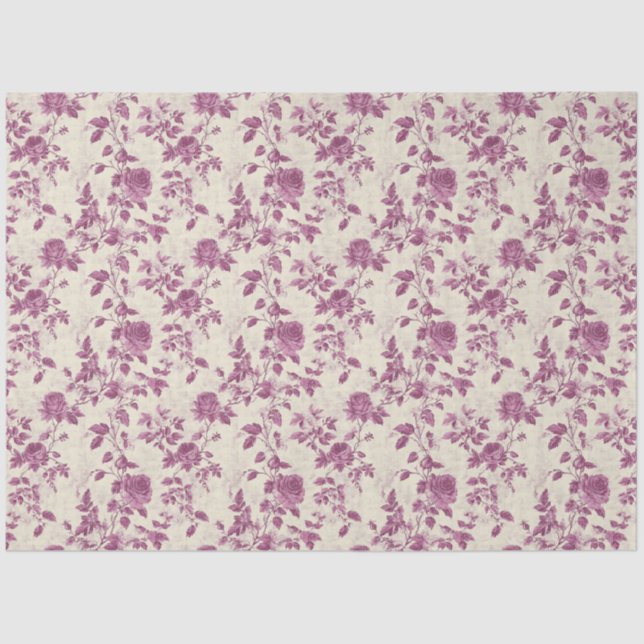 Papel De Seda Vintage Rosa Floral Chinoiserie (Frente )