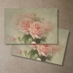 Papel De Seda Vintage Rosa Rosa Floral Sage deixa a dissociação