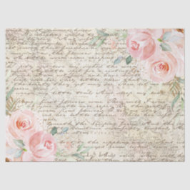 Papel De Seda Vintage Rustic Blush Rosas Antiga - Letra Decoupag