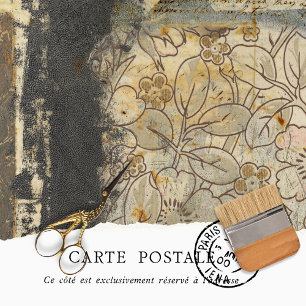 Papel De Seda Vintage, Rustic Brown, Textura Floral Em Dor