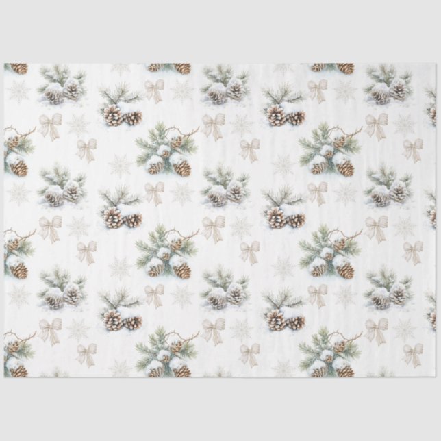 Papel De Seda Vintage Rustic Christmas Pine cones (Frente )