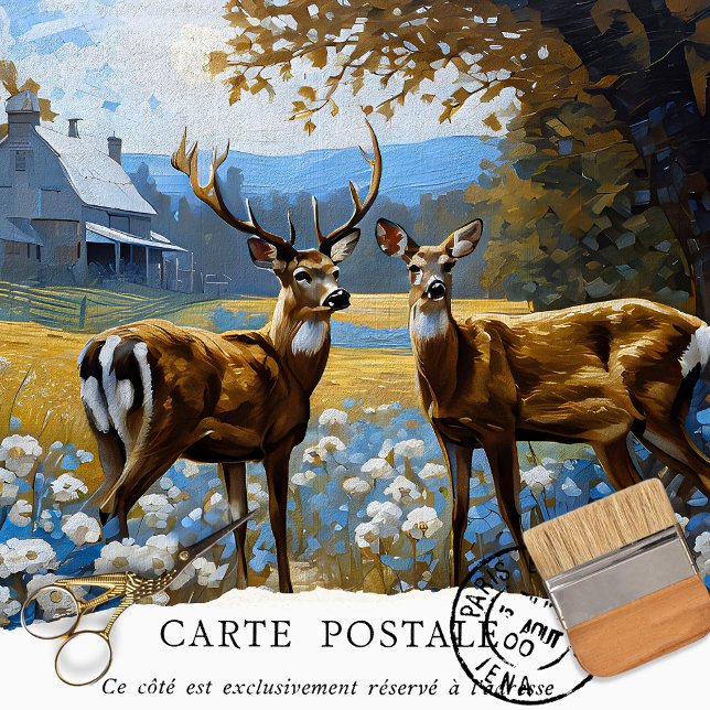 Papel De Seda Vintage Rustic Deer Woodland Decoupage (Criador carregado)