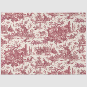 Papel De Seda Vintage Rustic Fazenda Francesa Toile-Red & Tan