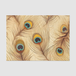 Papel De Seda Vintage Rustic Peacock Feather Impressão