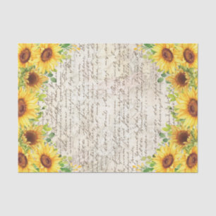 Papel De Seda Vintage Rustic Sunflower Antiga Letra Decoupage
