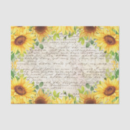 Papel De Seda Vintage Rustic Sunflower Antiga Letra Decoupage