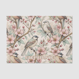 Papel De Seda Vintage Sakura Cherry Blossom & Bird Aestética 2