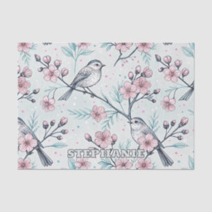 Papel De Seda Vintage Sakura Cherry Blossom & Bird Aestética 4