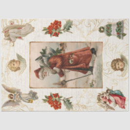 Papel De Seda Vintage Santa Claus Angels A Decoupage de Natal