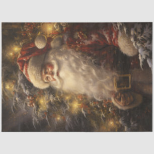 Papel De Seda Vintage Santa Claus com árvore de Natal brilhante