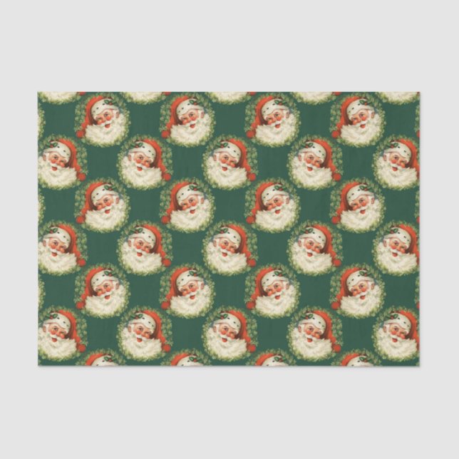 Papel De Seda Vintage Santa Claus Patterno Natal (Frente )