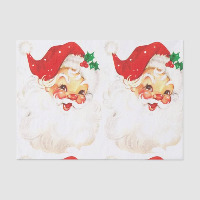 Papel De Seda Vintage Santa Claus Retro Natal (Frente )