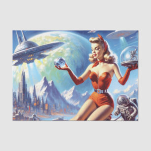 Papel De Seda Vintage Science Fiction Mulher de 1950