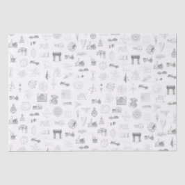 Papel De Seda Vintage Science Illustrations Black White Standard