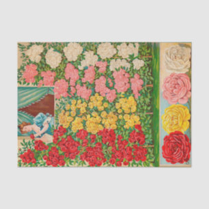 Papel De Seda Vintage Seed Catalog Mulher vitoriana e Rosas