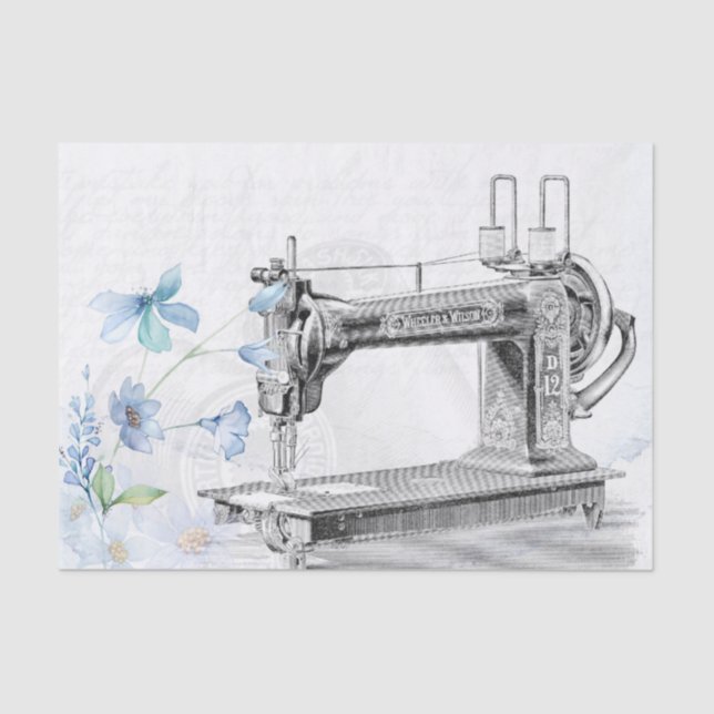 Papel De Seda Vintage Sewing Machine (Frente )
