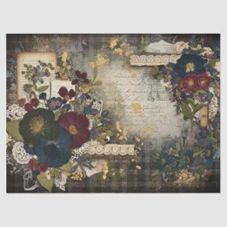 Papel De Seda Vintage Shabby Chic Floral Script Decoupage Print