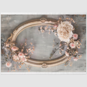 Papel De Seda Vintage, Shabby Chic, Moldura Oval Ornamentada & F