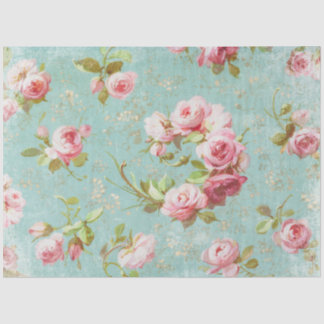 Papel De Seda Vintage Shabby Teal and Pink Roses Decoupage