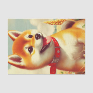 Papel De Seda Vintage Shiba Inu Pintura