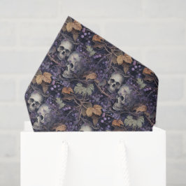 Papel De Seda Vintage Skull e Floral Halloween