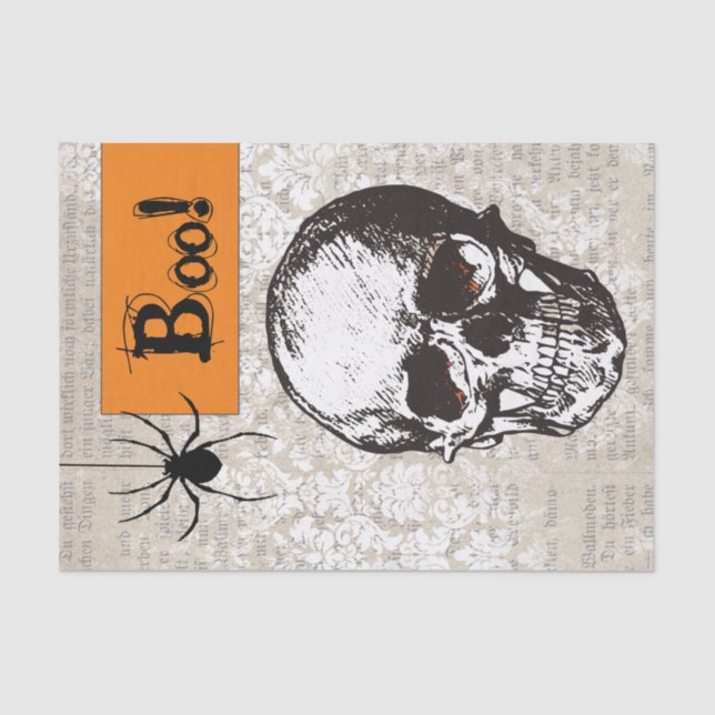 Papel De Seda Vintage Skull Halloween (Frente )
