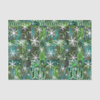 Papel De Seda Vintage Snowflakes sobre a Arquitetura Verde Teal