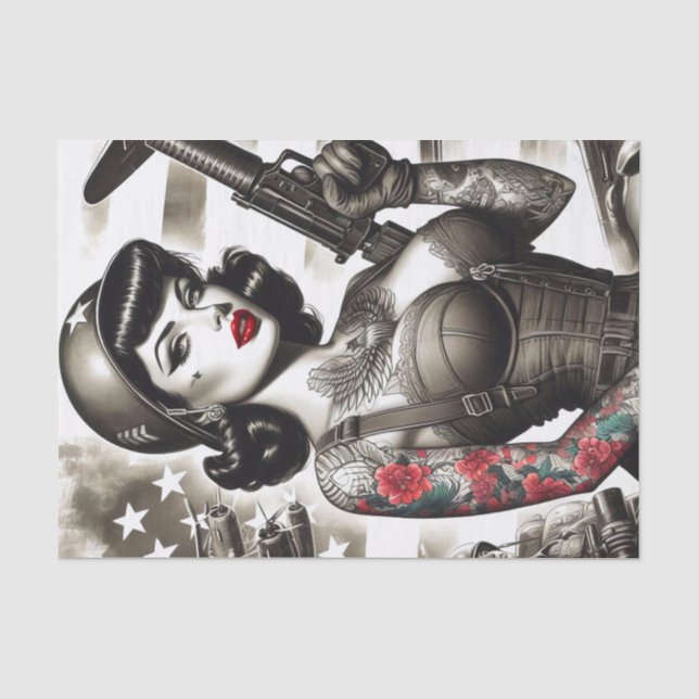 Papel De Seda Vintage Soldier Girl (Frente )