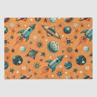Papel De Seda Vintage Spacecraft Rocket ships Pattern - Cosmos(1