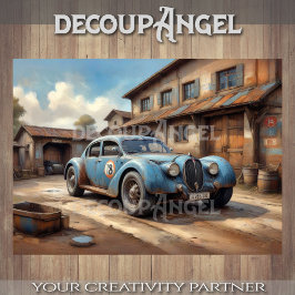 Papel De Seda Vintage Sports Car & Garage Decoupage