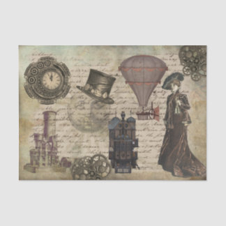 Papel De Seda Vintage Steampunk Decoupage Grunge Gears Vitoriano