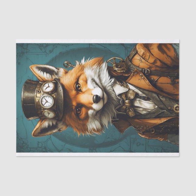 Papel De Seda Vintage Steampunk Fox (Frente )